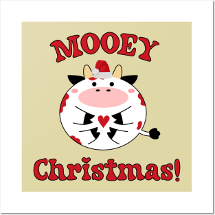 Mooey Christmas Xmas Highland Cow Santa Hat Love Christmas Posters and Art